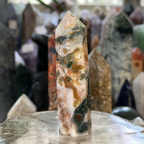 Moss Agate Crystal Point! - Picture 4 of 5